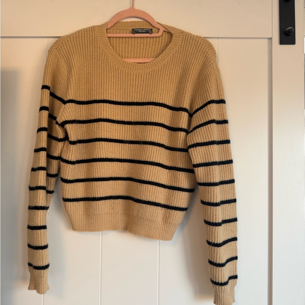 Sweet Lovely By Jen Striped Beige and Black Sweater